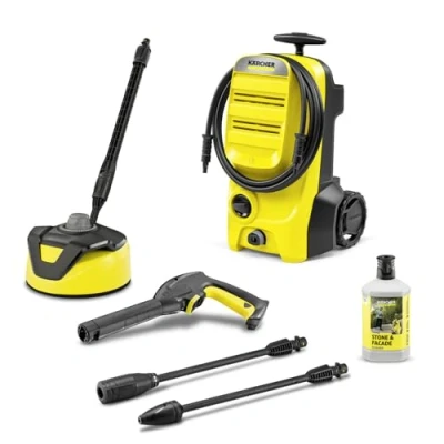 Abbildung von Kärcher Hochdruckreiniger K 4 Classic Home, Druck: max. 130 bar, Fördermenge: 420 l/h, Fläche: 30 m²/h, Wasserfilter, Gewicht: 4,6 kg, Hochdruckpistole, Dreckfräser, Strahlrohr, Home Kit