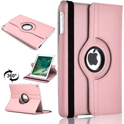Abbildung von TechDealsUK Für iPad Mini 4 2015 5 2019 360 Leder Drehbare Stand Hülle Folio Cover Baby Rosa