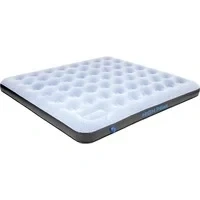 Abbildung von High Peak Unisex King Comfort Plus Luftbett, mit integrierte Fußpumpe und Anti Rutsch Funktion, atmungsaktiv, robust, Oberseite weich, für Indoor Outdoor, grau/blau/schwarz, 200 x 185 20 cm