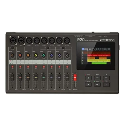 Abbildung von Zoom R20 Multi Track Recorder, 16 Spuren, 6X XLR + 2X XLR/TRS, Phantomspeisung, Editor, Effekte, Farb LCD Touchscreen, Recording Studio für Musiker, schwarz
