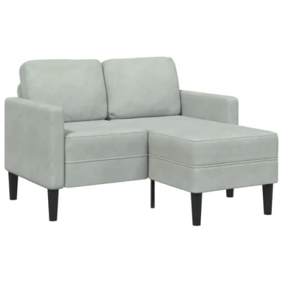 Abbildung von vidaXL Sofa 2 Sitzer mit Chaiselongue L Form Hellgrau 125 cm Leinen