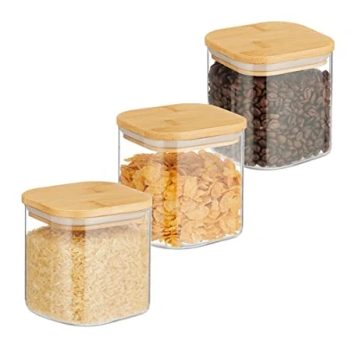Abbildung von relaxdays Vorratsglas 3er Set Vorratsgläser mit Deckel 600 ml, Glas