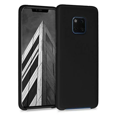 Abbildung von kwmobile Hülle kompatibel mit Huawei Mate 20 Pro Silikon Handy Case Handyhülle weiche Oberfläche kabelloses Laden Schwarz matt