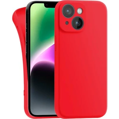 Abbildung von MyGadget Hülle für iPhone 14 robuste Silikon Case TPU Schutzhülle Silikonhülle Back Cover Slim &amp; Ultra Kratzfest Handyhülle in Rot