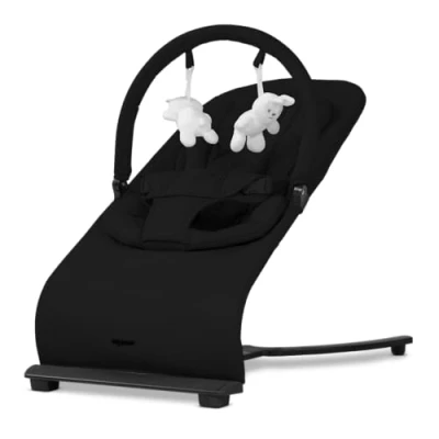 Abbildung von my junior® Motion Bouncer Ergonomische Baby Wippe mit 3 Stufen Verstellung Hands Free Comfort 100% Baumwolle Black Owlᴬᴵᴿ