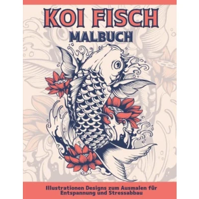 Abbildung von Koi Fisch Malbuch: Erstaunliche japanische Malvorlagen für Erwachsene, Jugendliche, Malbuch Entspannung und Stressabbau, (Japanische Kunstliebhaber).