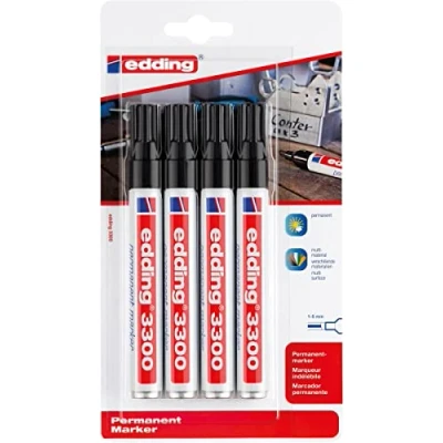 Abbildung von edding Permanentmarker 3300 schwarz (4er Blister)
