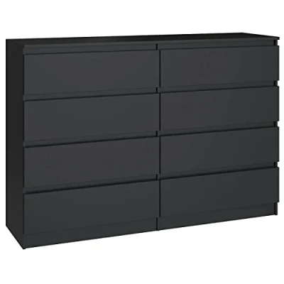 Abbildung von 3E 3xE living.com Kommode mit 8 Schubladen in 4 Farbvarianten 120 cm (Schwarz)