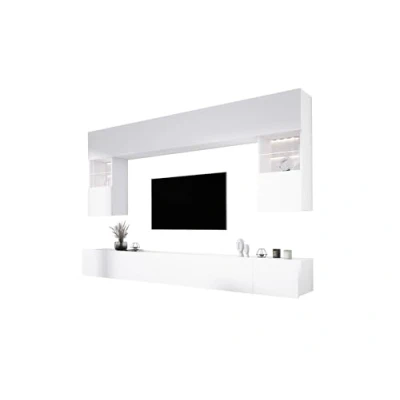 Abbildung von 3E 3xE living.com Wohnwand, Farbe: weiß, Frontmaterial: MDF Platte, Möbelmaße: Breite: 300 cm