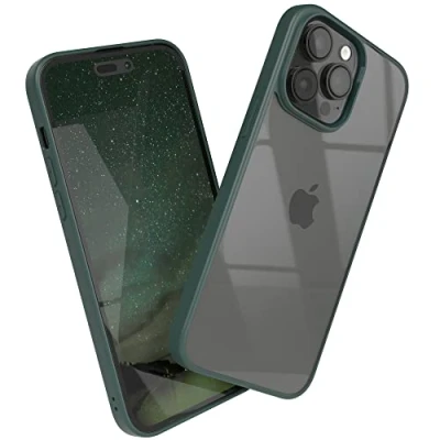 Abbildung von EAZY CASE Clear Hybrid Bumper Hülle kompatibel mit iPhone 14 Pro Max, Handyhülle Ultra Aufprallschutz, Stoßfest und Kratzfest, dünne Schutzhülle Kameraschutz, Cover Handy Case, Nachtgrün, Grün
