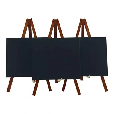 Abbildung von Securit Tisch Kreidetafeln mit Staffelei aus lackiertem Holz, mahagoni, im 3er Set, je ca. 15 x 26 1,5 cm groß