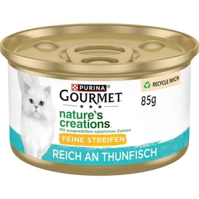 Abbildung von Gourmet Nature&#039;s Creation Katzennassfutter in Gelee naturbelassen, Thunfisch, 12er Pack (12 x 85g)