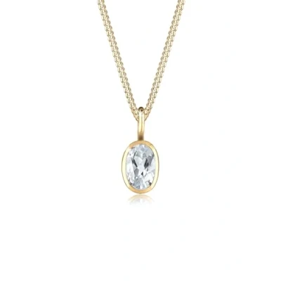 Abbildung von Elli PREMIUM Halskette Damen Basic Geo Oval Topas Edelstein 585 Gelbgold