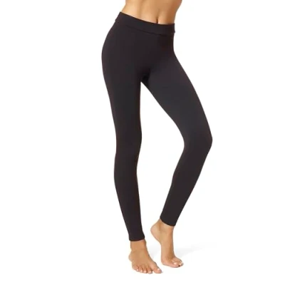 Abbildung von HUE Damen Leggins mit breitem Bund, Blickdicht, Baumwolle, Strumpfwaren, schwarz, S