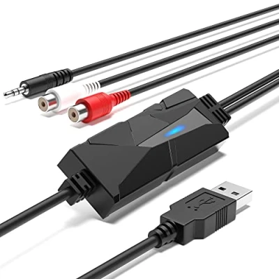 Abbildung von DigitalLife USB 2.0 Audio Grabber mit 3,5 mm und R/L Stereoeingang Digitalisierer für Schallplatten Kassetten, Kompatibel Windows/macOS