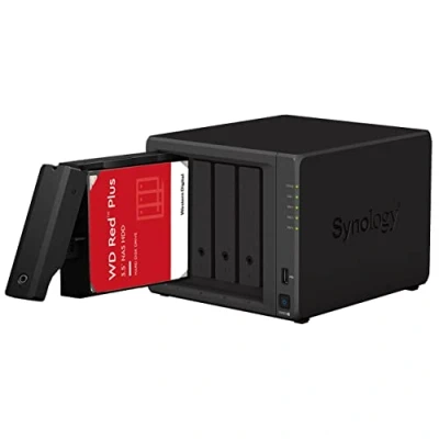Abbildung von Synology DS923+ 4 GB NAS 16 TB (4 x TB) WD Red+, montiert und getestet mit SE DSM installiert