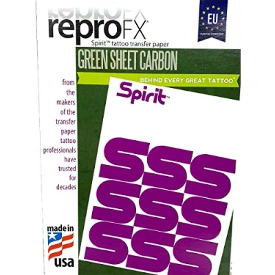 Abbildung von 20 Stück TATTOO Matritzenpapier EU Spirit Green Sheet Freehand INKgrafiX® Deutschland PROFI STUDIO IG56757 Stempel Papier Abdruck Matritzen Freihand