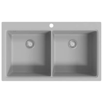Abbildung von vidaXL Doppelbecken Granitspüle Einbauspüle Küchenspüle Spülbecken 860 x 510mm