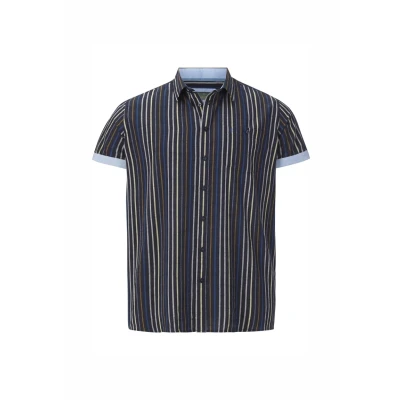 Abbildung von Charles Colby Kurzarm DUKE EREC Hemd, Herren, Größe: 5XL, Dunkelblau gestreift