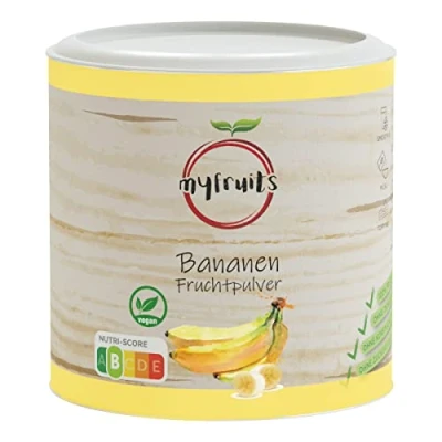 Abbildung von myfruits Bananenpulver, gefriergetrocknet, 200g, zu 100% aus Bananen, Fruchtpulver für Smoothie, Shakes &amp; Joghurt