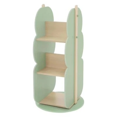 Abbildung von Joyz Bücherregal Kinder Baum Form, Ø 48 x 96 cm, Grün Natur, 2 Seitiges Kinderregal aus Holz mit 5 Regale, Kinderzimmerregal 360 drehbar, Aufbewahrungsregal für Kinder, Spielzeugregal Büchergestell