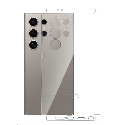 Abbildung von GIOPUEY[2 Stück Rückseite Folie Kompatibel mit Samsung Galaxy S24 Ultra, Ultra Schutzfolie, Weiches TPU, Dünn, Hohe Transparenz, Schützende Grenze transparent