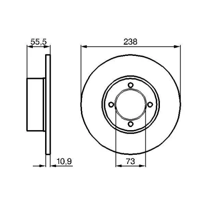 Abbildung von BOSCH 0 986 478 079 Bremsscheibe 238 11 4 92 voll geölt OPEL: Kadett C Limousine, Coupe, Manta A Coupe