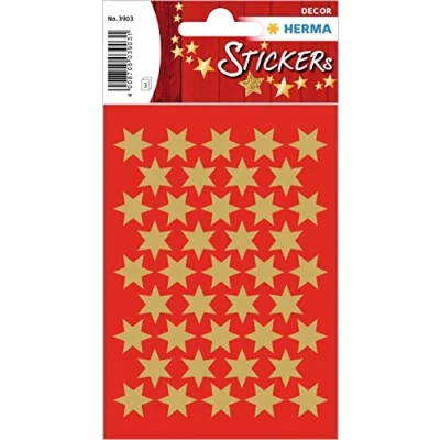 Abbildung von HERMA 3903 Aufkleber Sterne Gold klein, 123 Stück, 14 mm, Stern Sticker aus Papier, Weihnachtssticker Sternaufkleber für Weihnachten Geschenke Adventskalender Dekoration Kinder Belohnung DIY Basteln