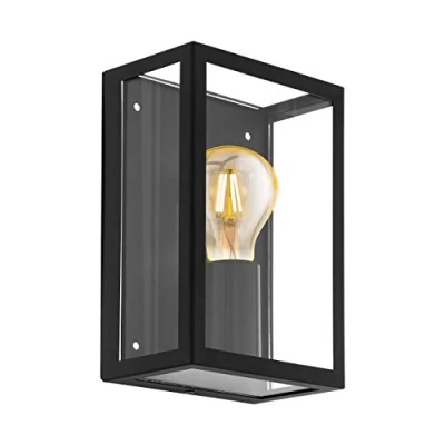 Abbildung von Eglo 94831 Aussenleuchte Wandleuchte 1 flammig L:17cm H:26cm E27 SCHWARZ/KLAR ALAMONTE
