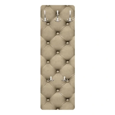 Abbildung von Bilderdepot24 Garderobenpaneel Design Muster Polster Beige (ausgefallenes Flur Wandpaneel mit Garderobenhaken Kleiderhaken hängend), moderne Wandgarderobe Flurgarderobe im schmalen Hakenpaneel