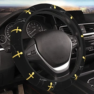 Abbildung von Auto Lenkradabdeckung Weißer Anker Premium Lenkradbezug Geruch Frei Lenkradschutz 38Cm Für Mädchen Damen Accessoires
