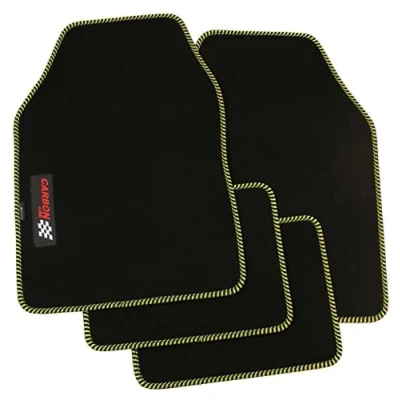 Abbildung von PETEX Carbon Autoteppich Universal 4 teilig schwarz/gelb