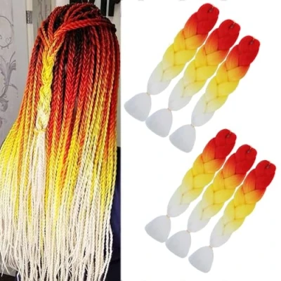 Abbildung von Braids Extensions, Kunsthaar zum Einflechten 6 Packs ombre braiding hair kanekalon haare Jumbo Zöpfe Haar Flechten Haarverlängerungen (C47)