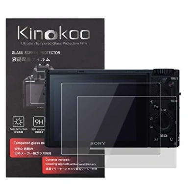 Abbildung von DSC RX100 Displayschutzfolie, kinokoo 0,25 mm 9H Härte gehärtetes Glas Film kompatibel für Sony RX100/RX100M2/RX100M3/RX100M4/RX100M5/RX100M6 Digitalkamera Blasenfrei/Kratzfest(2er Pack)