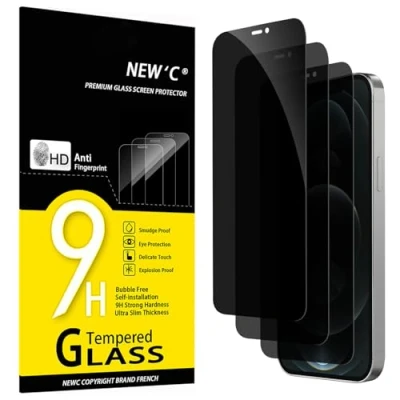 Abbildung von NEW&#039;C 3 Stück, Sichtschutz Panzer Schutz Glas für iPhone 12 Pro Max (6,7 Zoll), Verbesserter 28 Grad schutzwinkel, Ultra Haltbare 9H Härte, Blasenfrei