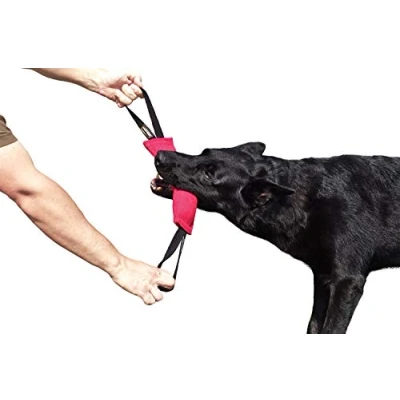 Abbildung von Dingo Gear Baumwolle Nylon Beißwurst für Hundetraining IGP IPO Obiedence Schutzhund Hundesport, 28 x 7 cm, 2 Griffen Rosa S00311