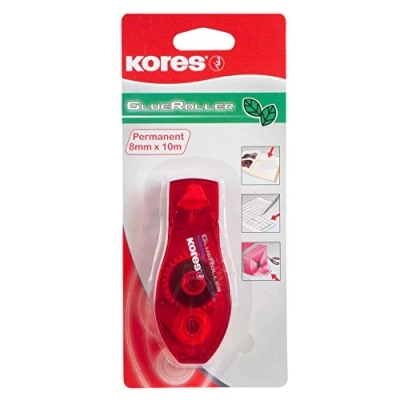 Abbildung von Kores 38112 Kleberoller: doppelseitiges Klebeband für präzises Kleben, Säurefrei und Ungiftig, Schul Bürobedarf, 8mm x 10m, Packung von 1 Roller