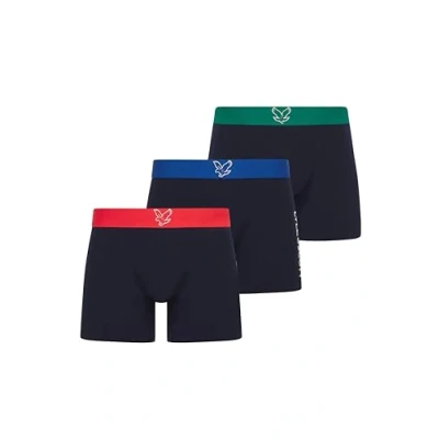 Abbildung von Lyle &amp; Scott Jonathan Baumwoll Boxershorts für Herren, 3er Pack, mit Logoaufdruck Unterhosen Herren Komfortbund Dicke Gummibänder