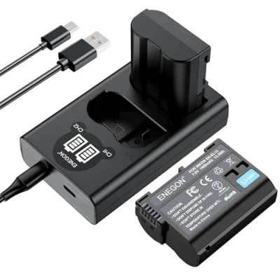 Abbildung von EN EL15/EL15a/b/c Ersatzakku (2 Stück) und Smart LED Dual USB Ladegerät für Nikon EL15/EL15a/EL15b D7100, D750, D7000, D7200, D610, D880, D810,D800 D600 D800e D810a D880