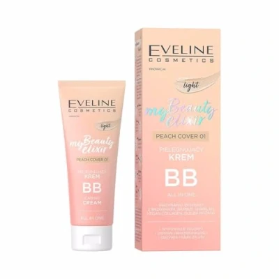 Abbildung von Eveline Cosmetics Nährendes BB Cream Nr. 02 Dunkel My Beauty Elixir Serie Vegane Formel mit Niacinamid, Pfirsich, Squalan, Bambus &amp; Rosenöl 30 ML