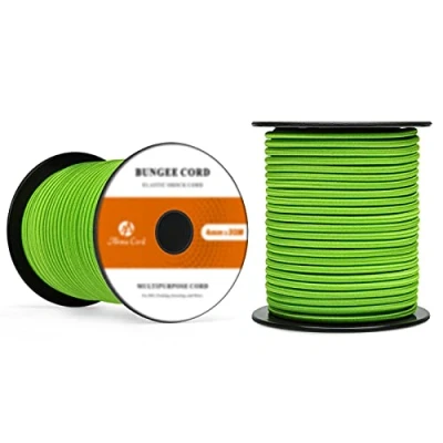 Abbildung von Abma Cord Gummiseil Expanderseil 4mm 30M Gummischnur UV Beständig Planenseil 100% Dehnung Spannseil für Plane, Anhängerplane, Sonnensegel, Zelte, Banner Neon Grün