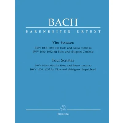 Abbildung von Vier Sonaten BWV 1034 1035 für Flöte und Basso continuo. 1030, 1032 obligates Cembalo .BÄRENREITER URTEXT.Spielpartitur(en), ... Sammelband: Urtext. Rev. Neuausgabe