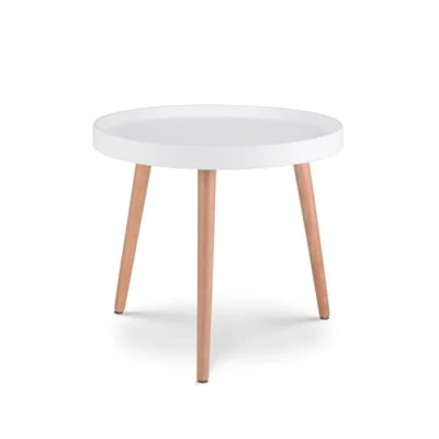 Abbildung von Kosmi Couchtisch, rund, aus Holz, Ø 50 cm, Joana, skandinavischer Stil, Weiß