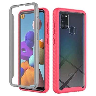 Abbildung von XINNI Hülle für Samsung Galaxy A21S, 360 Grad Stoßfeste Schutzhülle mit Integriertem Bildschirmschutz, Robuster Bumper Outdoor Full Body Case, Rosa