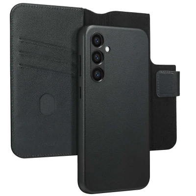 Abbildung von Samsung Galaxy S24 Plus Hülle MagSafe Echtleder Accezz Klapphülle/2 in 1 Case Handyhülle Schwarz