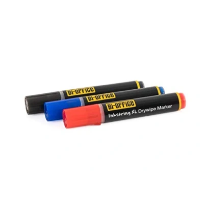Abbildung von Bi Office Inkstring XL Whiteboard Marker mit Geltinte und 3 mm Runder Spitze 3er Pack sortiert, rot, Blau Schwarz
