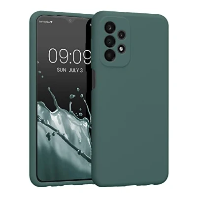 Abbildung von kwmobile Handyhülle kompatibel mit Samsung Galaxy A23 4G / 5G Hülle gummierte Handy Case aus Silikon in Moosgrün