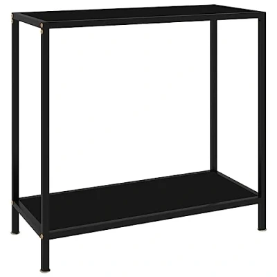 Abbildung von vidaXL Konsolentisch Flurtisch Konsole Beistelltisch Sideboard Wandtisch Frisiertisch Glastisch Deko Schwarz 80x35x75cm Hartglas Stahl