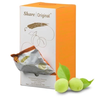 Abbildung von Share Original fermentierte Pflaume jap. Aprikose 7 Stück grüne fermentiert mit Enzymen und Mikroorganismen 110g Pflaumen/japanischen Aprikosen sind vegan, laktosefrei