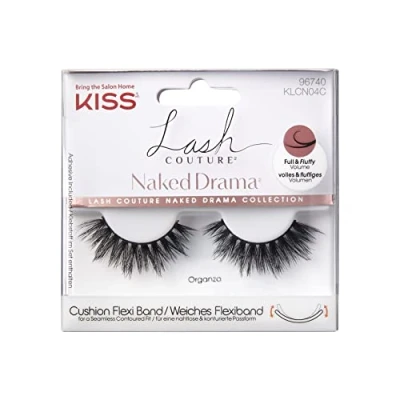 Abbildung von KISS Lash Couture Naked Drama Collection 1 Paar künstliche Wimpern, Organza, volle und flauschige Faux Mink Lashes mit Flexi Wimpernband, inklusive Wimpernkleber Schwarz